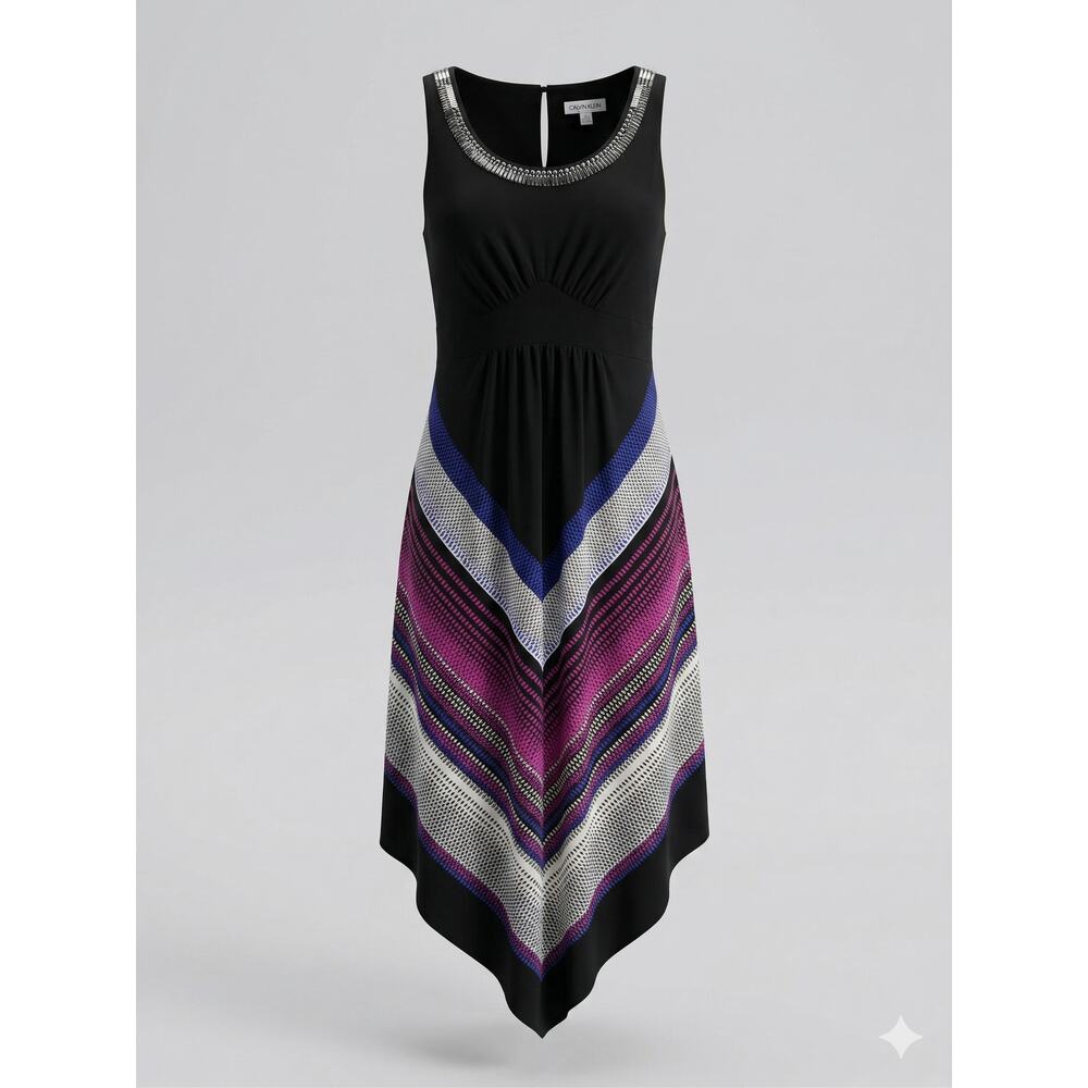 Catherines Womens 1X‎ Boho Artsy Beaded Art Deco Empire Asymmetric Maxi Dress